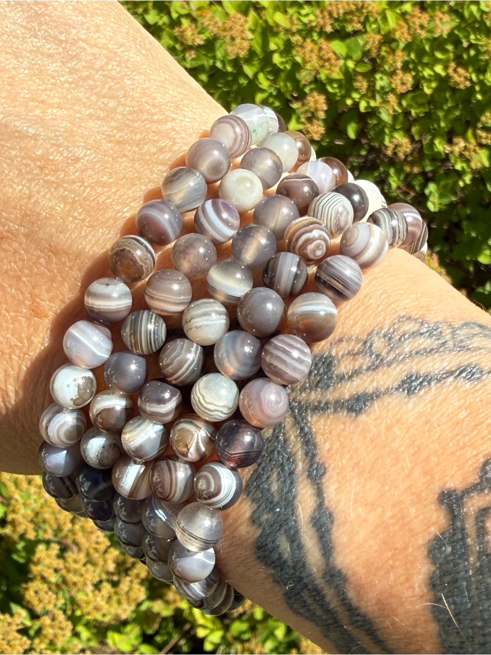 6mm Botswana Agate Beaded Bracelet